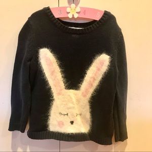 Old navy fuzzy Easter bunny sweater 4T navy blue and white toddler girl tail!